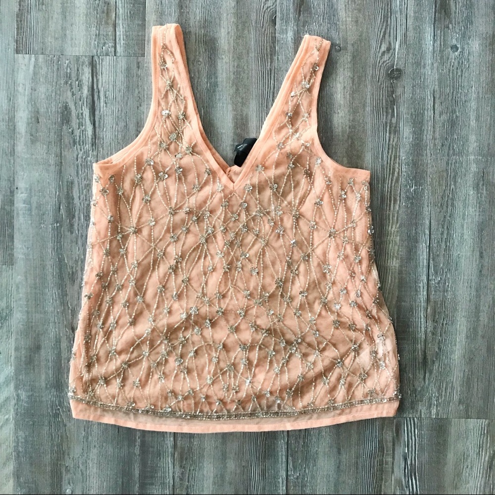 Topshop Peach colored embellished tank NWT